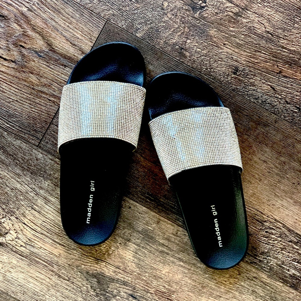 Madden Girl Slides with rhinestones size 10